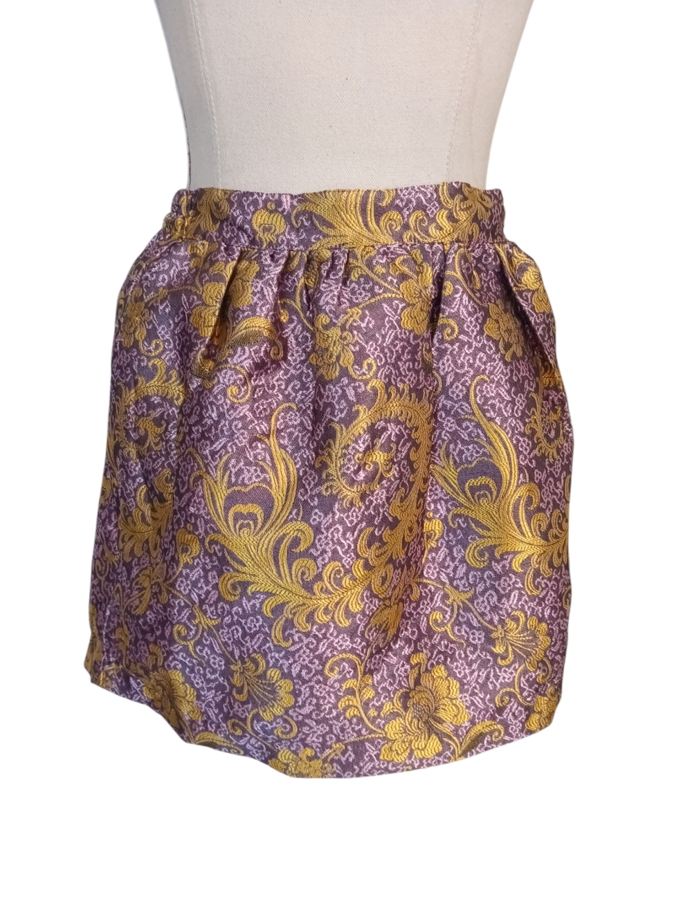 Peek Kids Gwen Mini Skirt Lavender Gold Indian Tapestry Brocade Pattern Size 10